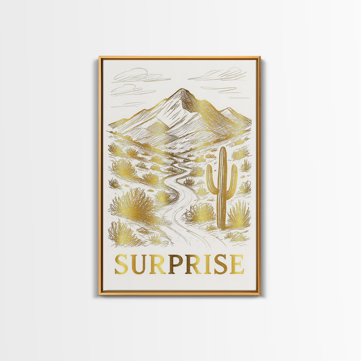 Surprise Travel Poster, Canvas Print, Elegant City Illustration, Surprise City Art, Retro Travel Print, Watercolor Cityscape, Wall Art