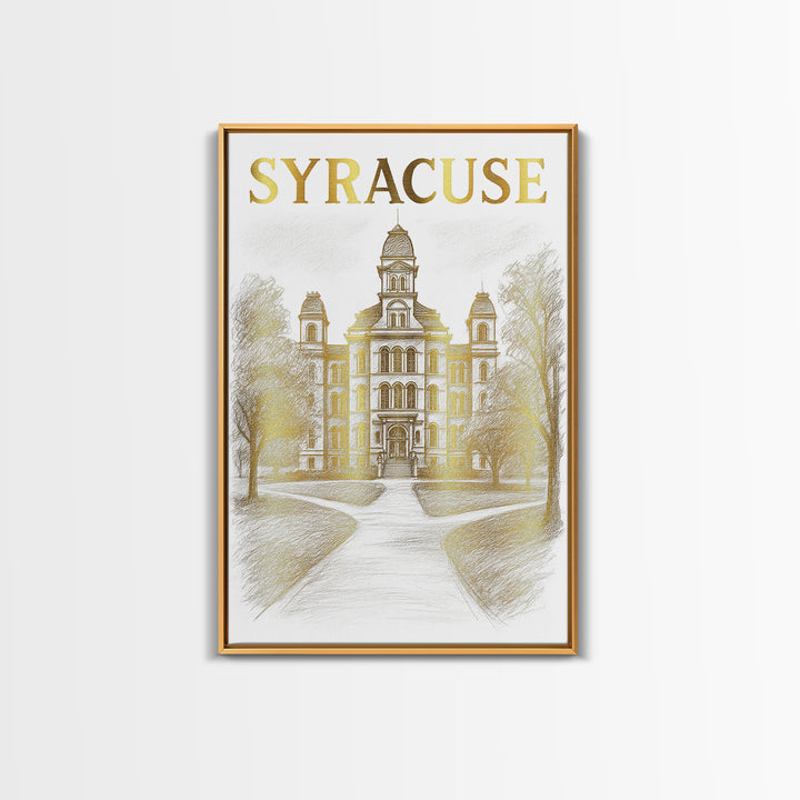 Syracuse New York Travel Poster, Framed Canvas Print, Elegant City Illustration, Syracuse Wall Art, Wanderlust Decor, Travel Poster Set