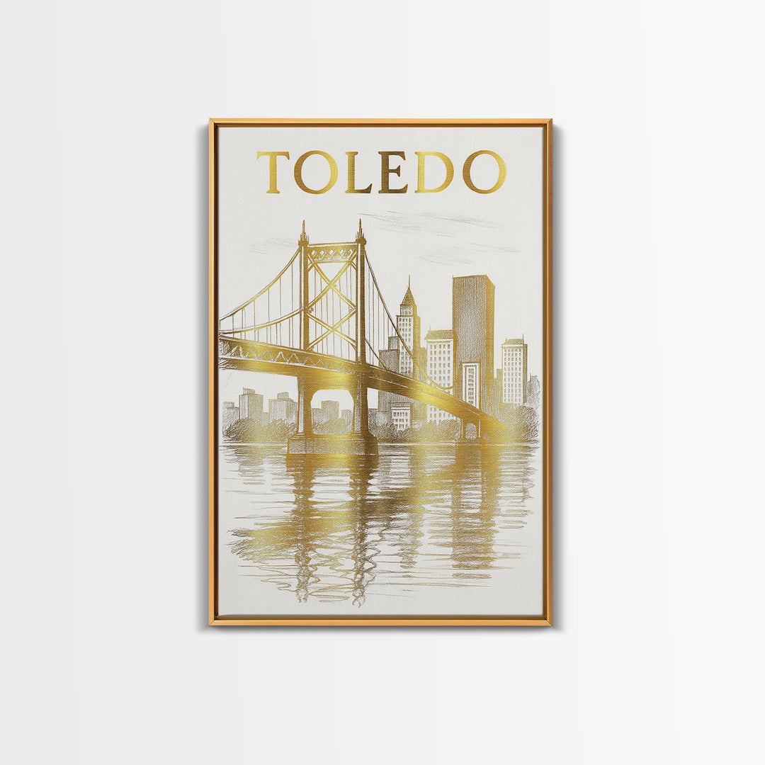 Toledo Ohio Travel Poster, Framed Canvas Print, Minimalist Poster Art, Toledo City Art, Vintage City Poster, City Travel Prints, City Poster