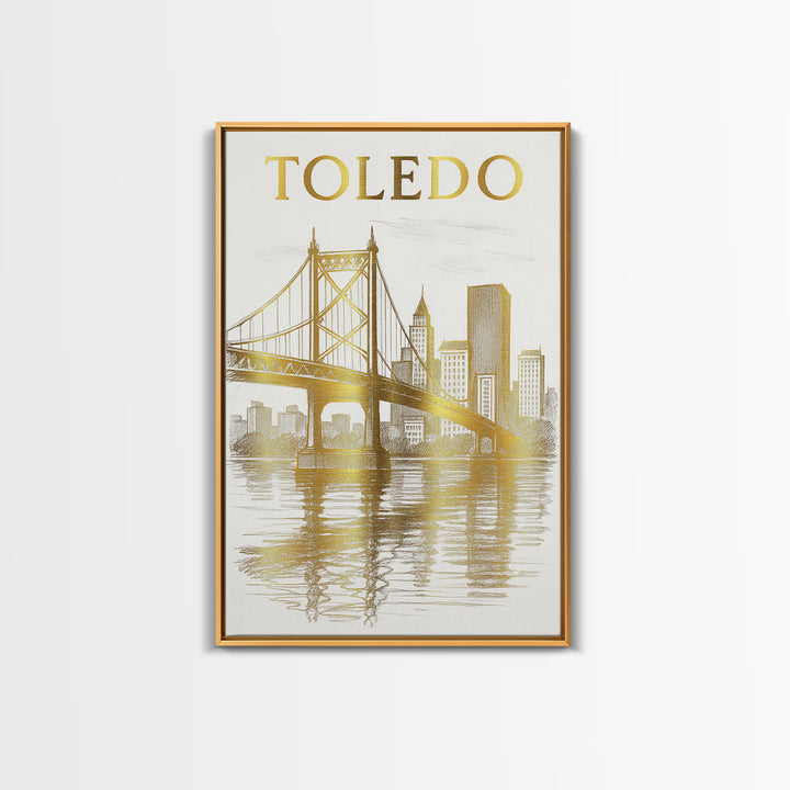 Toledo Ohio Travel Poster, Framed Canvas Print, Minimalist Poster Art, Toledo City Art, Vintage City Poster, City Travel Prints, City Poster