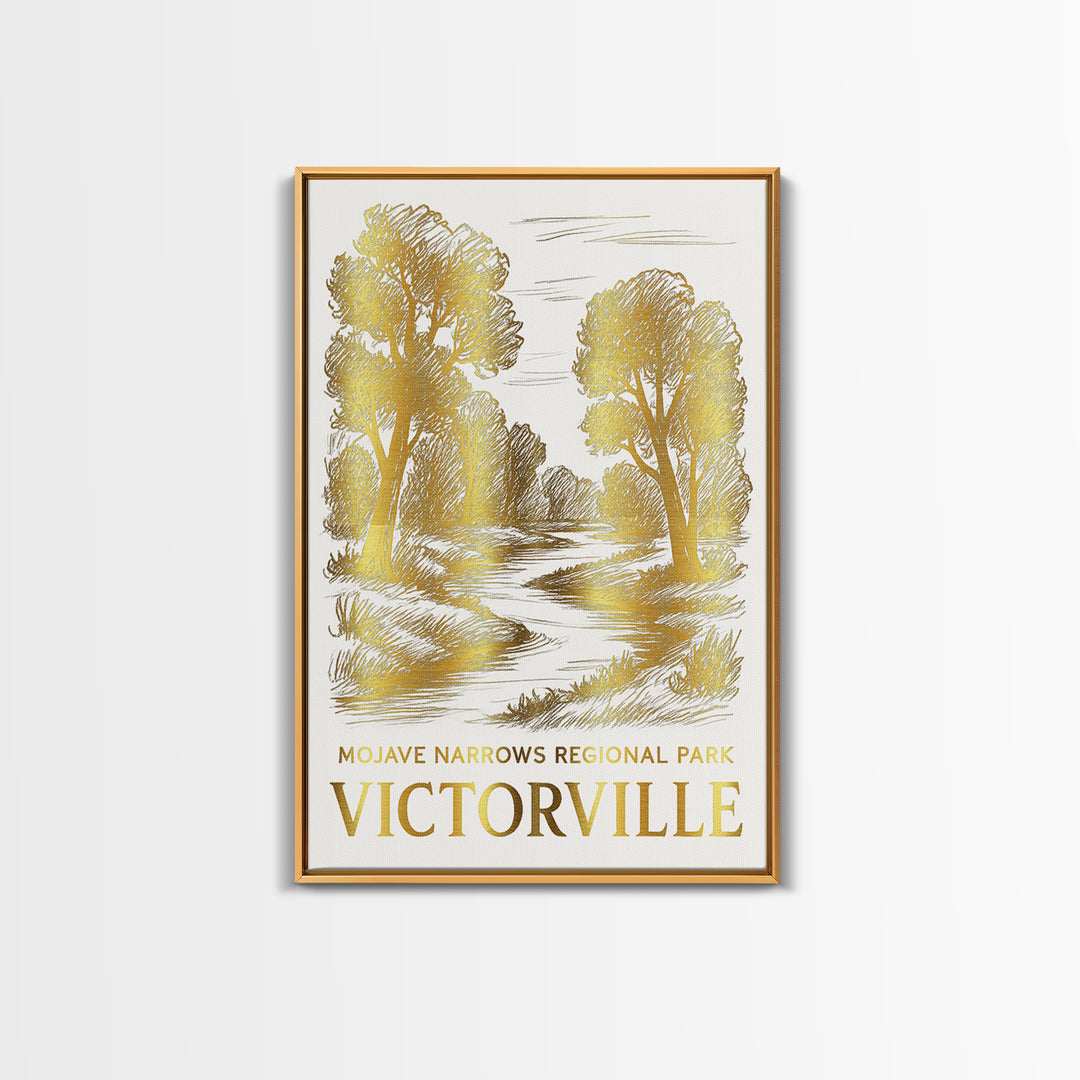 Victorville Travel Poster, Canvas Print, White And Gold Sketch Art, Victorville City Art, City Art Print, Vintage Travel Art, Design 2