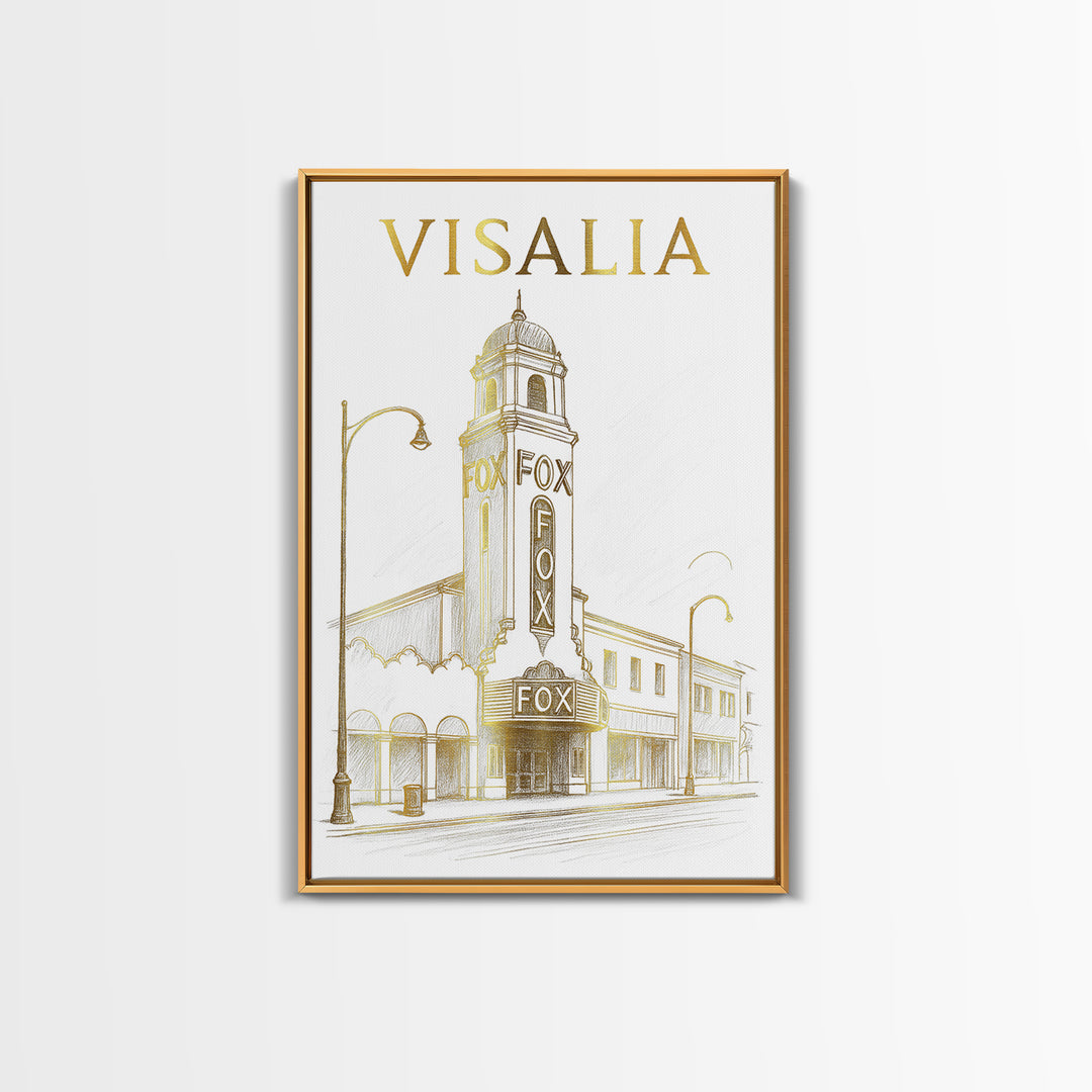 Visalia California Travel Poster, Framed Canvas Print, Elegant City Illustration, Visalia Wall Art, Travel Poster Set, City Travel Prints