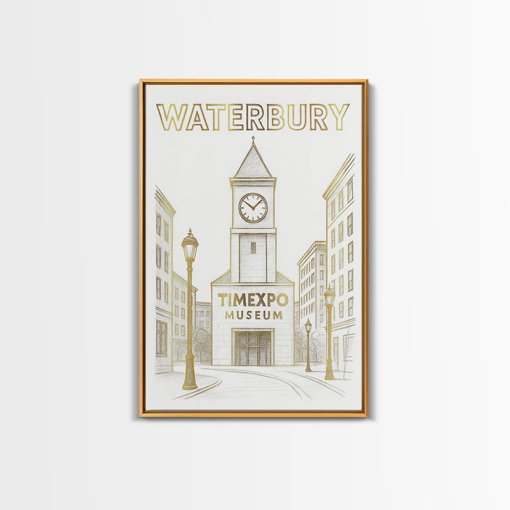 Waterbury Connecticut Travel Poster, Canvas Print, Elegant City Illustration, Waterbury Poster Print, Wanderlust Decor, Travel Wall Decor