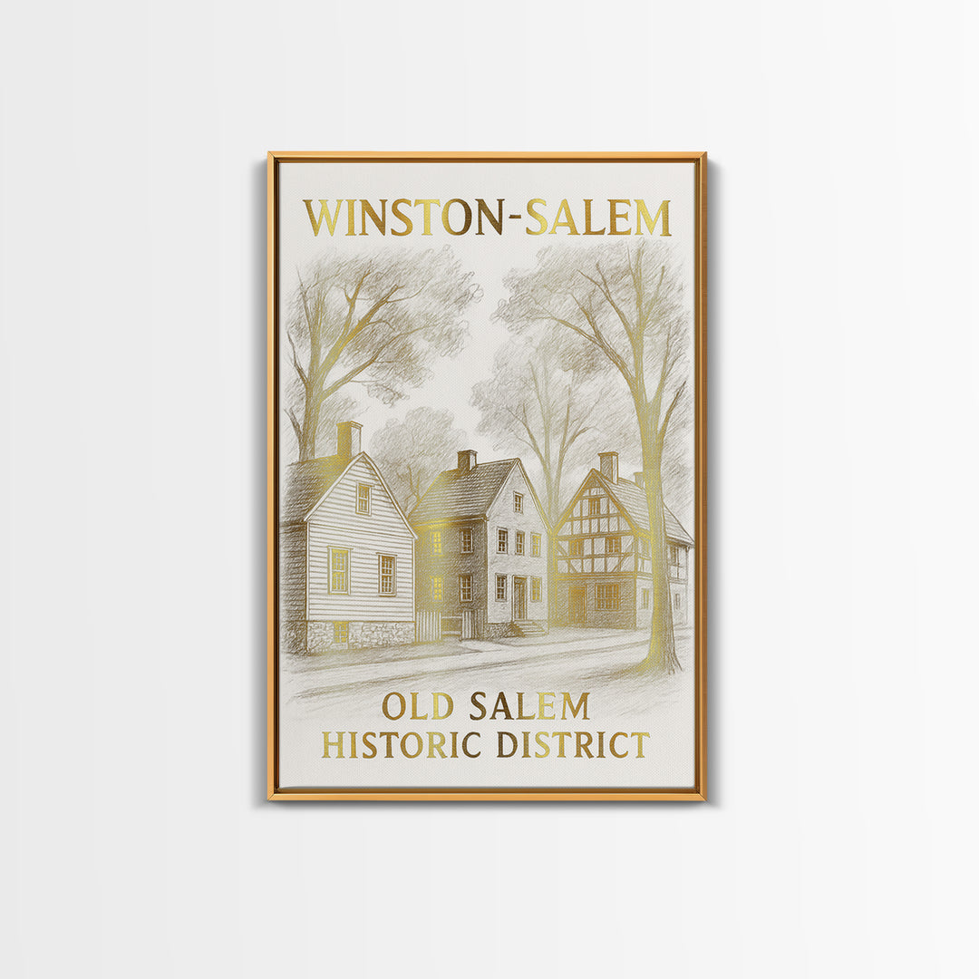 Winston Salem North Carolina Travel Poster, Canvas Print, Elegant Skyline Art, Winston Salem Poster Print, Retro Travel Print, Travel Gift