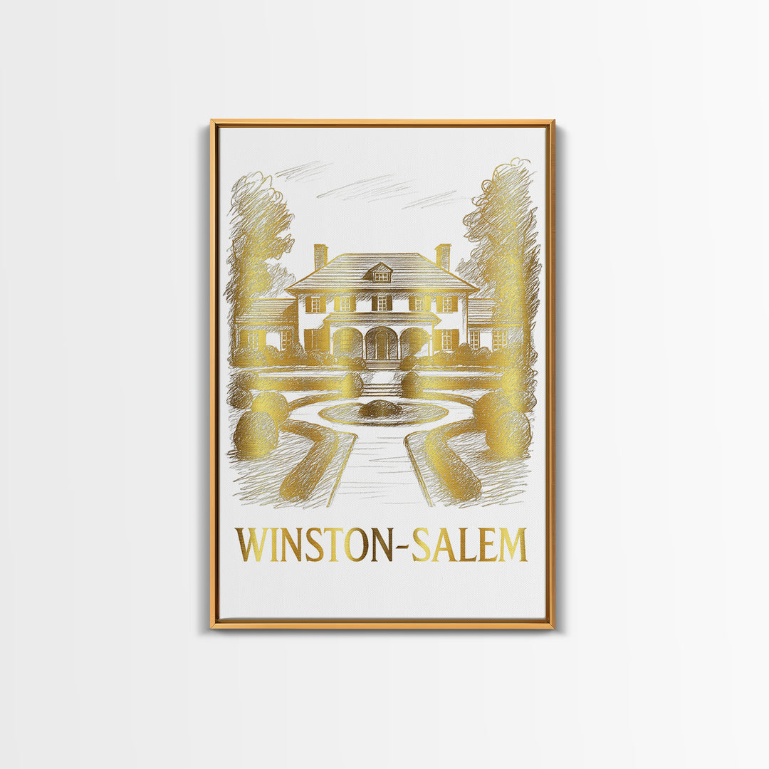 Winston Salem Travel Poster, Canvas Print, Minimalist Poster Art, Winston Salem Art Print, Watercolor Downtown Skyline, Retro Travel Print