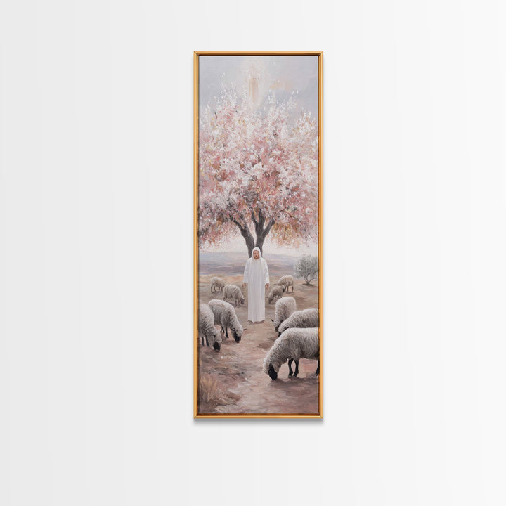 Blossoms Of Grace – Framed Canvas Print – Christian Wall Art – Jesus Painting – Christian Art Canvas – Tall Narrow Wall Art