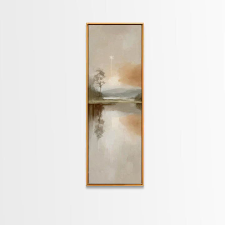 Star Over Stillness – Framed Canvas Print – Christian Wall Art – Christian Art Canvas – Moody Christmas Art – Narrow Art
