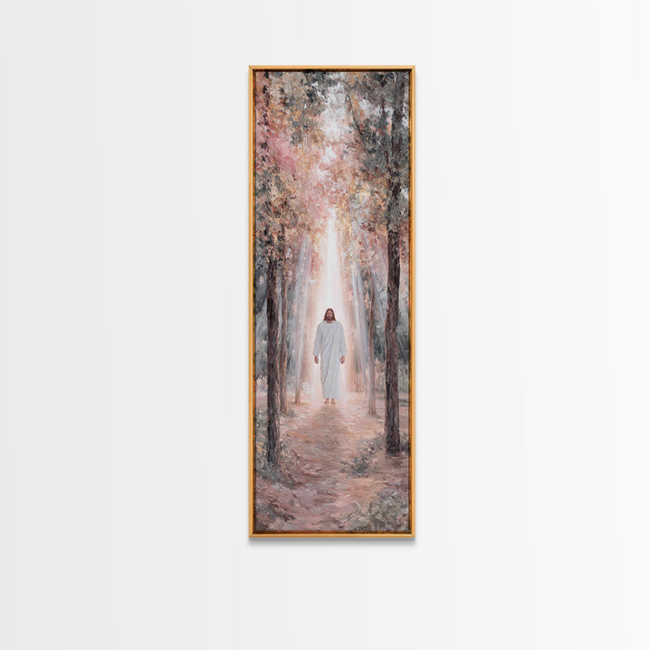 Pathway Of Holy Light – Framed Canvas Print – Christian Art Canvas – Jesus Painting – Christian Wall Art – Narrow Art – Christian Christmas