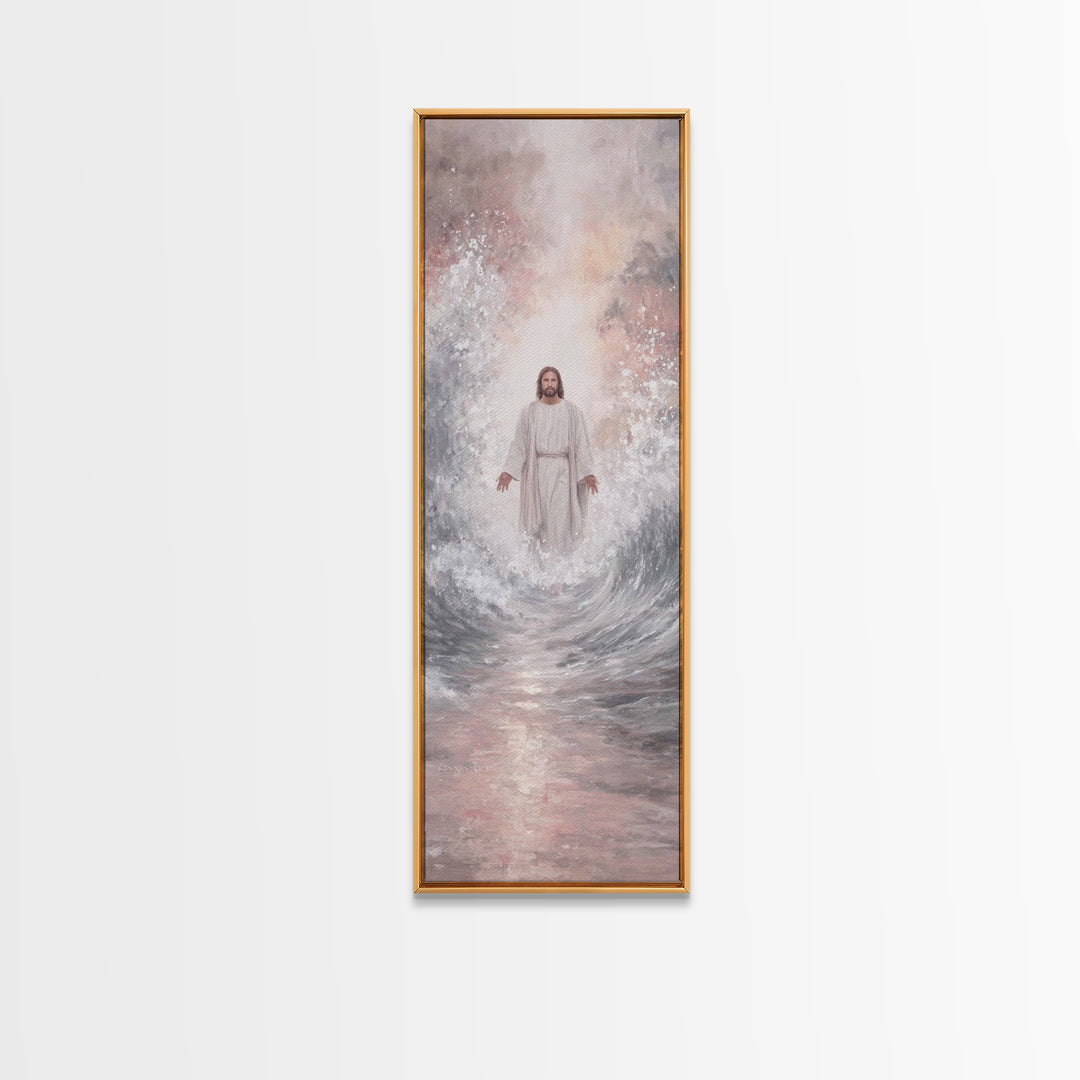 Rising Dawn Light | Framed Canvas Print | Tall Narrow Wall Art | Christian Art Canvas | Jesus Painting | Christian Wall Art