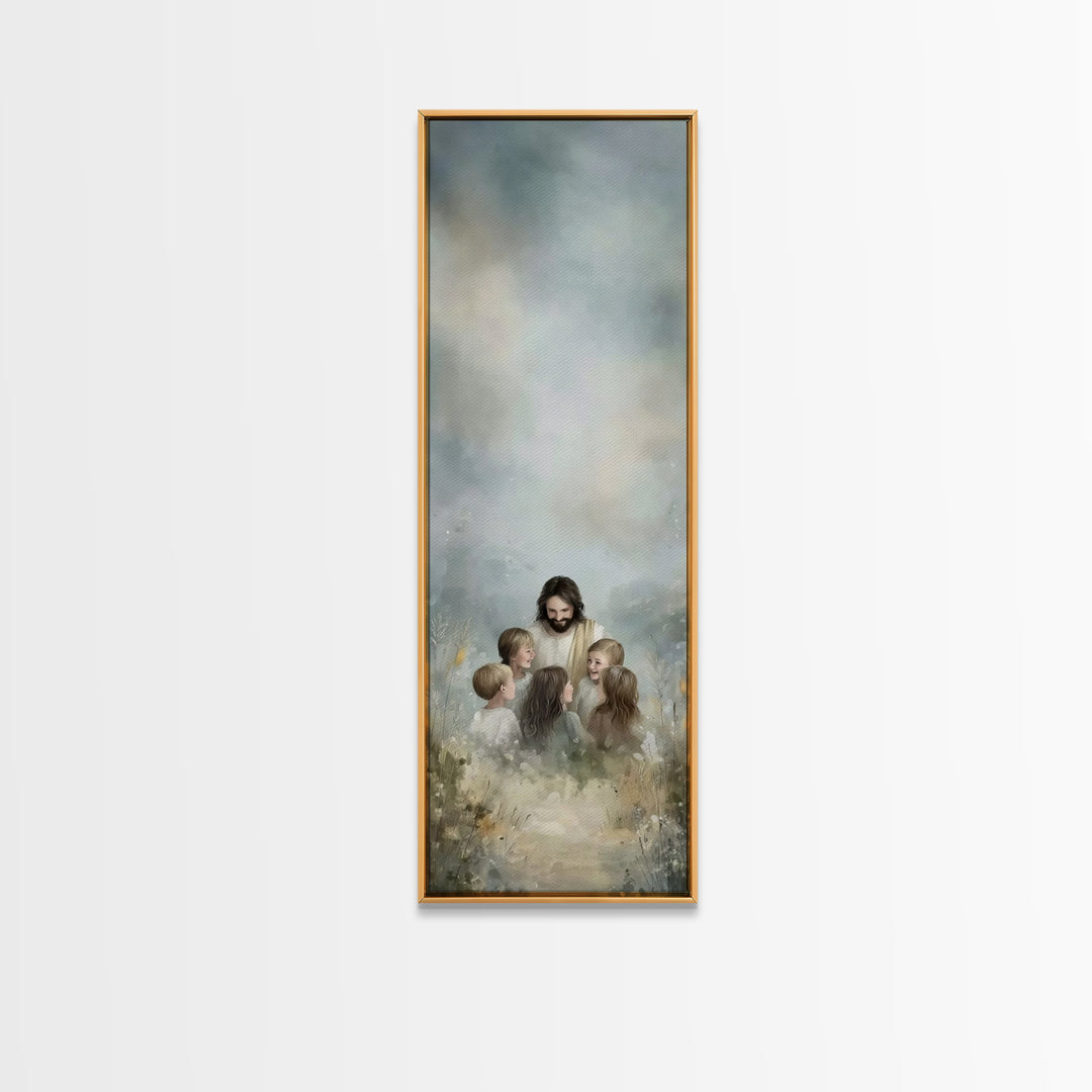 Circle Of Light | Framed Canvas Print | Skinny Art | Jesus Painting | Christian Art Canvas | Christian Wall Art | Christmas Art