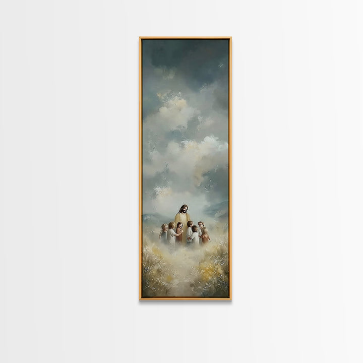 Fields Of Promise, Framed Canvas Print, Tall Skinny Art Print, Christian Art Canvas, Jesus Painting, Christian Wall Art, Christmas Art
