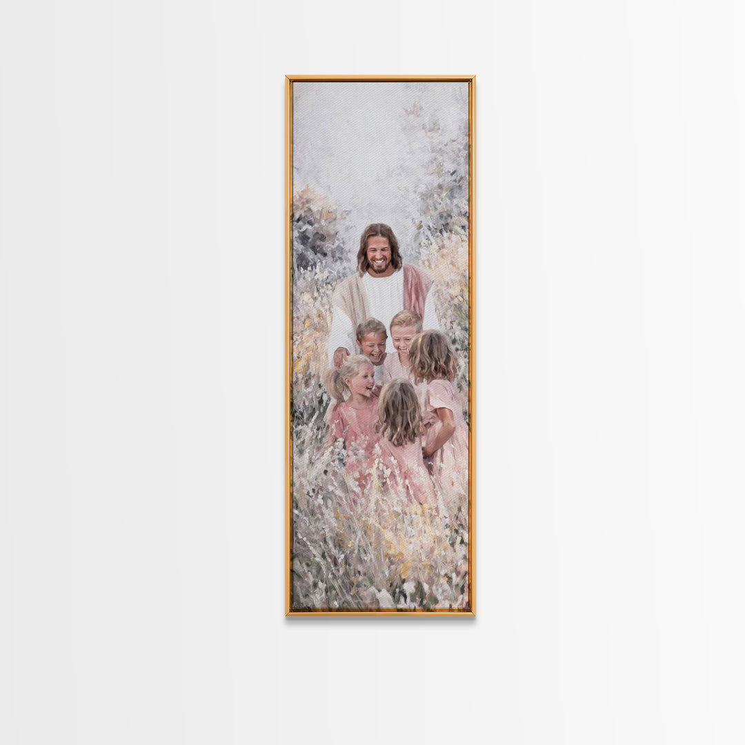 Children Of Hope | Framed Canvas Print | Tall Skinny Art Print | Christian Wall Art | Christmas Art | Christian Art Canvas | Jesus Painting