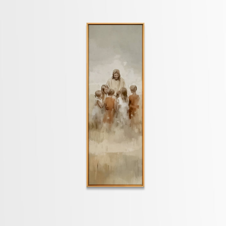 Gathering Of Joy – Framed Canvas Print – Skinny Art – Christian Art Canvas – Jesus Painting – Christmas Art – Christian Wall Art