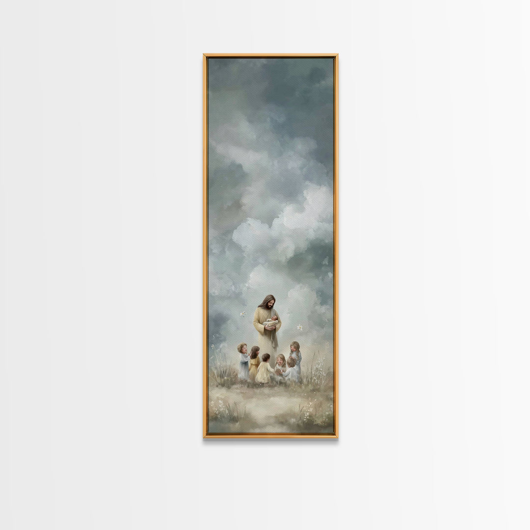 Radiant Garden Grace – Framed Canvas Print – Skinny Art – Jesus Painting – Christian Christmas Art – Christian Art Canvas – Christian Wall