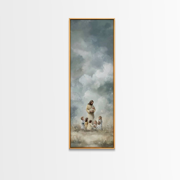 Radiant Garden Grace – Framed Canvas Print – Skinny Art – Jesus Painting – Christian Christmas Art – Christian Art Canvas – Christian Wall