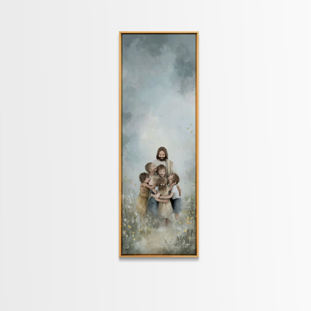 Clouds Of Mercy, Framed Canvas Print, Tall Narrow Wall Art, Christian Christmas Art, Christian Art Canvas, Jesus Painting, Christian Wall A