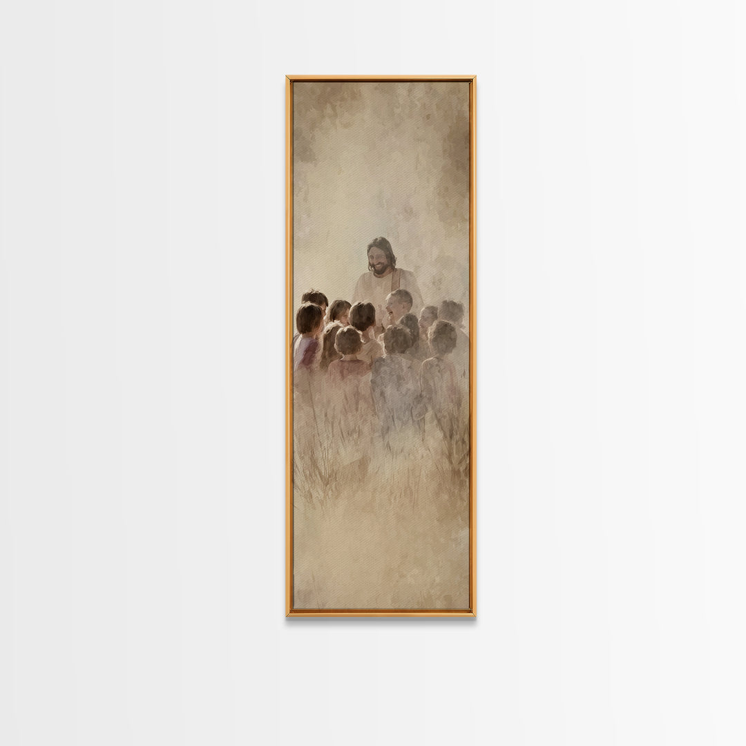 Fields Of Mercy – Framed Canvas Print – Tall Skinny Art Print – Christian Wall Art – Jesus Painting – Christian Art Canvas – Christian Deco