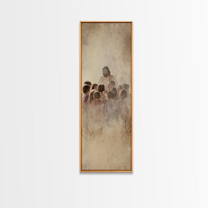 Fields Of Mercy – Framed Canvas Print – Tall Skinny Art Print – Christian Wall Art – Jesus Painting – Christian Art Canvas – Christian Deco