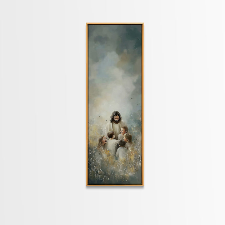Heaven’s Gentle Joy | Framed Canvas Print | Skinny Art | Christian Art Canvas | Jesus Painting | Christian Wall Art | Christian Gift Ideas
