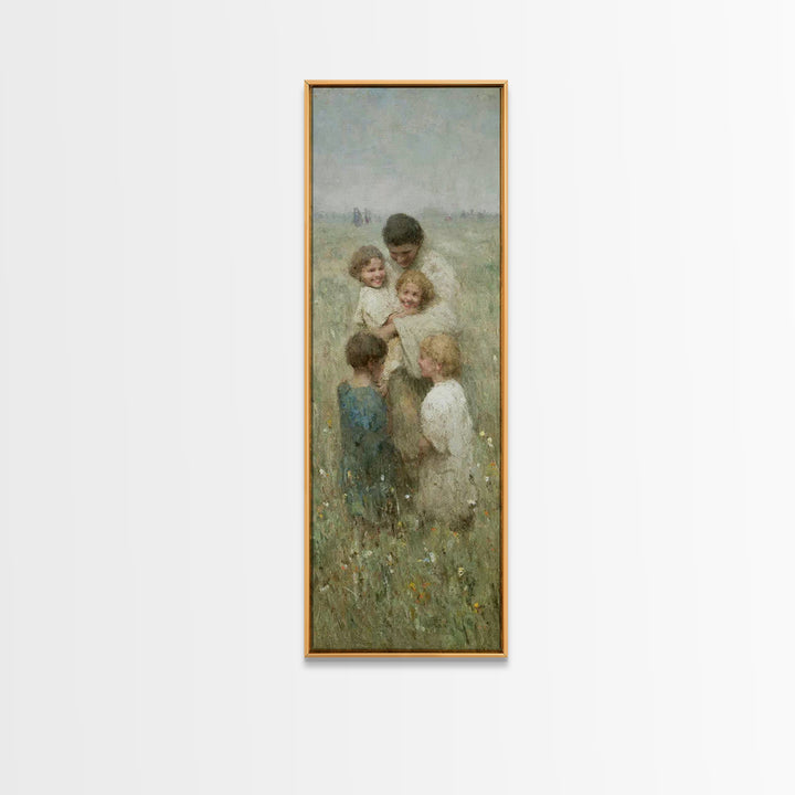 Gathered In Grace, Framed Canvas Print, Narrow Art, Jesus Painting, Christian Wall Art, Christian Art Canvas, Christian Christmas Art