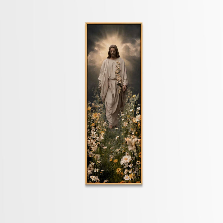 Path Of Light – Framed Canvas Print – Tall Narrow Wall Art – Jesus Painting – Christian Art – Christian Wall Art – Christian Art Canvas