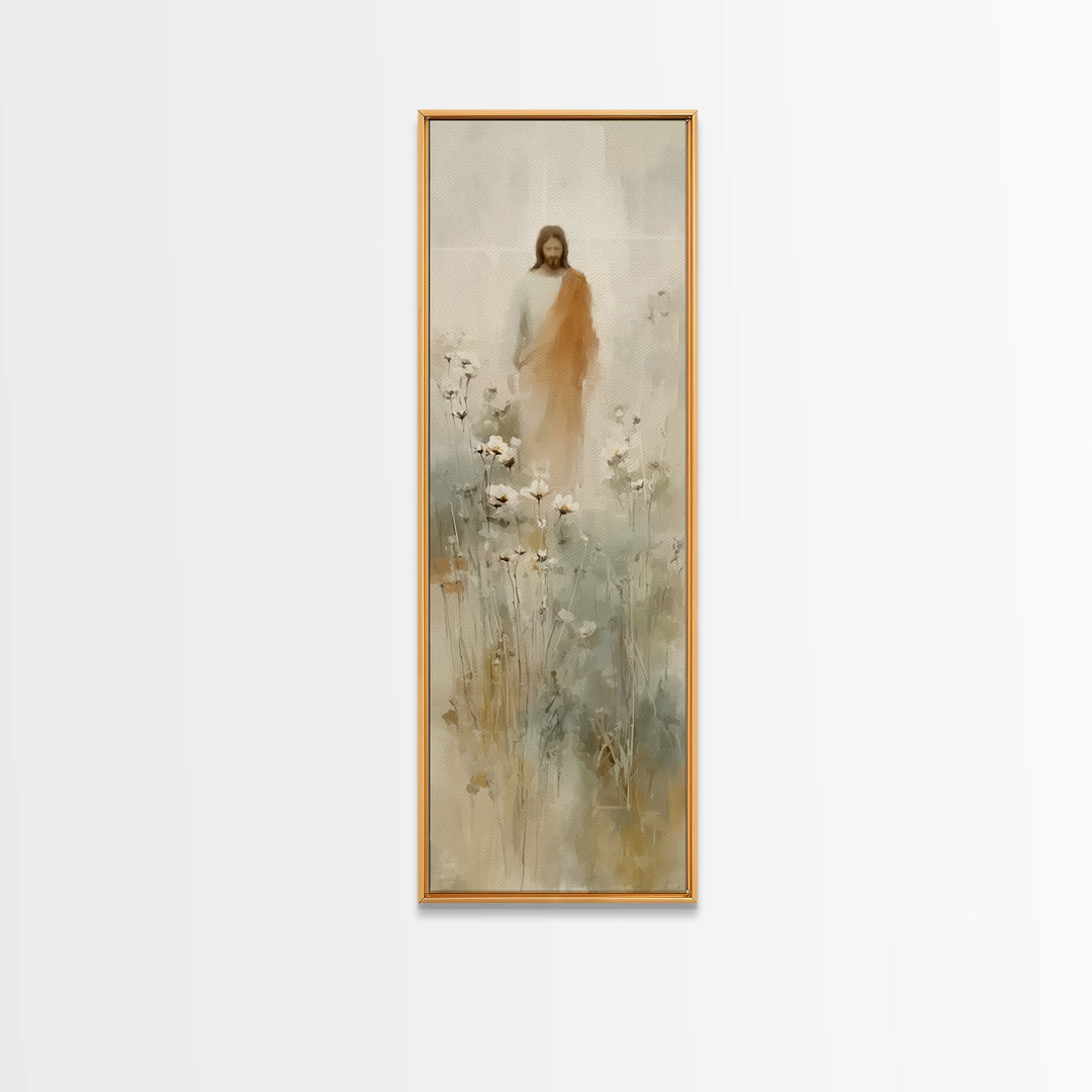 Eternal Bloom, Framed Canvas Print, Tall Narrow Wall Art, Christian Art, Jesus Painting, Christian Wall Art, Christian Art Canvas