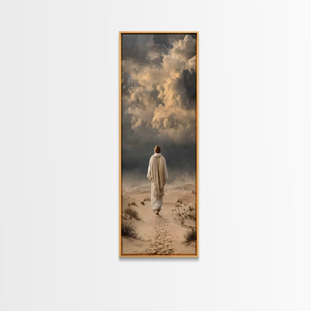 Stormward Hope, Framed Canvas Print, Tall Skinny Art Print, Jesus Painting, Christian Wall Art, Christian Art Canvas, Christian Gift