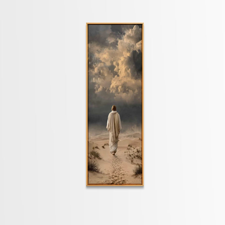 Stormward Hope, Framed Canvas Print, Tall Skinny Art Print, Jesus Painting, Christian Wall Art, Christian Art Canvas, Christian Gift