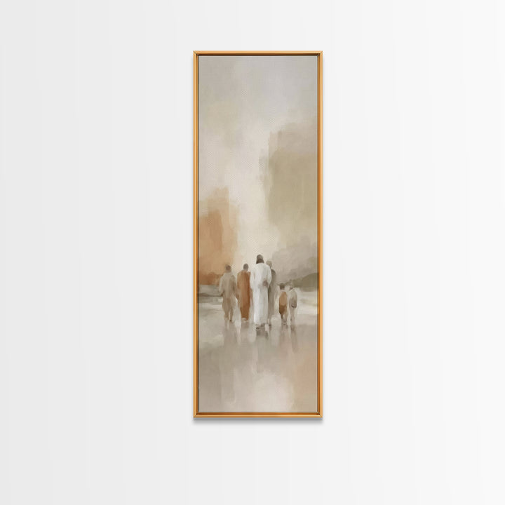 Gathered In Light, Framed Canvas Print, Narrow Art, Christian Wall Art, Jesus Painting, Christian Art Canvas, Christian Gift