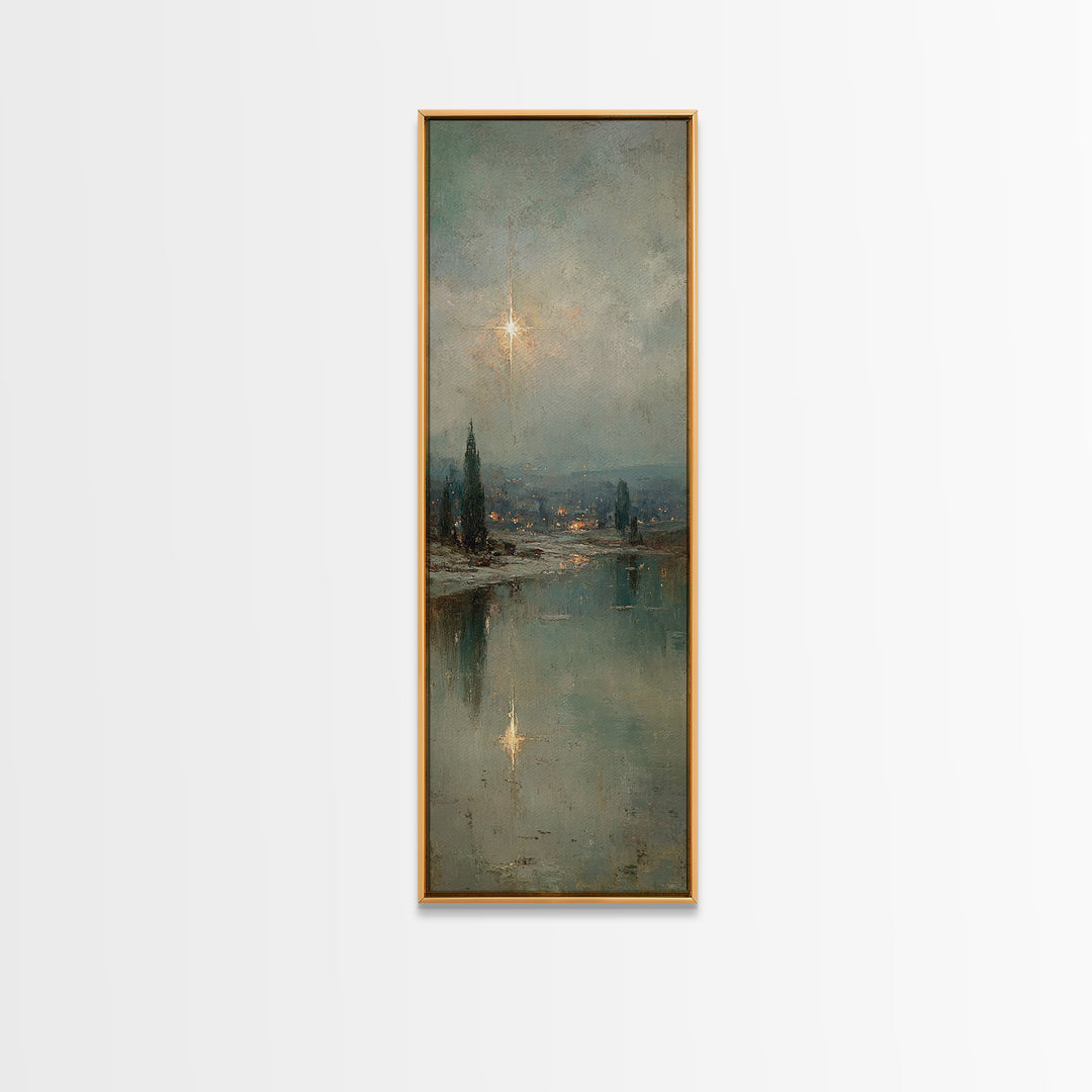 Star of Peace - Framed Canvas Print - Tall Skinny Art Print - Christian Wall Art - Christian Art - Christmas Art - Christian Christmas