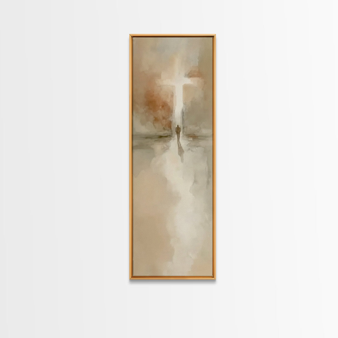 Crosslight Journey – Framed Canvas Print – Christian Wall Art – Christian Art Canvas – Abstract Christian Art – Narrow Art – Christian Deco