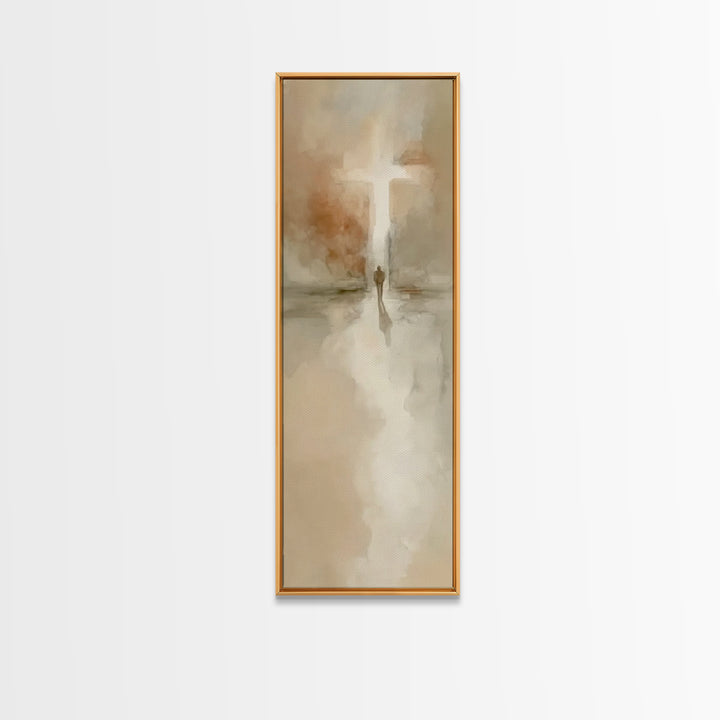 Crosslight Journey – Framed Canvas Print – Christian Wall Art – Christian Art Canvas – Abstract Christian Art – Narrow Art – Christian Deco