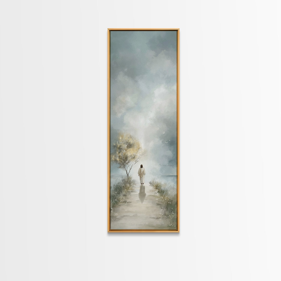 Light Of Promise – Framed Canvas Print – Christian Art Canvas – Tall Narrow Wall Art – Vintage Christian Art – Jesus Painting – Christmas A