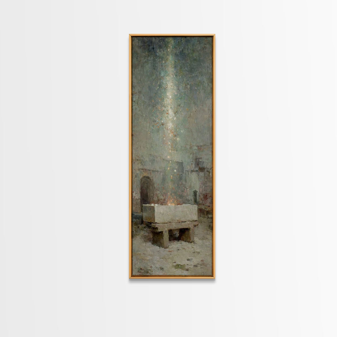 Bethlehem Glow | Framed Canvas Print | Christian Art Canvas | Tall Skinny Art Print | Christmas Wall Art | Vintage Christian Art | Christia