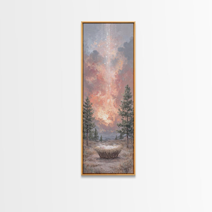 Heaven’s Dawn Promise – Framed Canvas Print – Christian Wall Art – Tall Skinny Art Print – Christian Christmas Art – Christian Art Canvas –