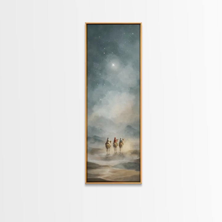 Starward Pilgrimage, Framed Canvas Print, Christian Wall Art, Skinny Art, Christian Christmas Art, Christian Art Canvas, Modern Christian A