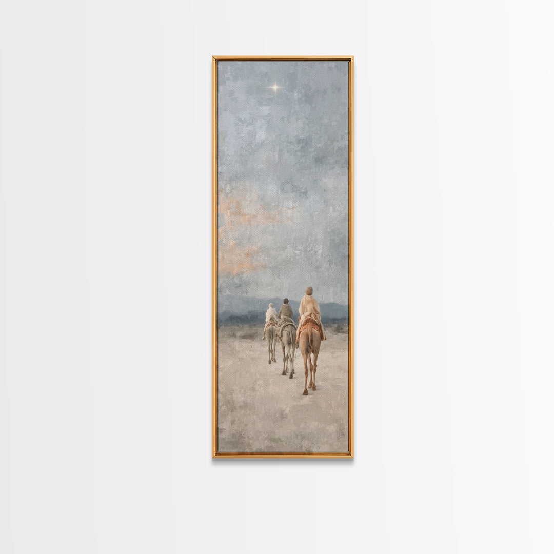 Threefold Wonder | Framed Canvas Print | Christian Wall Art | Tall Narrow Wall Art | Christian Christmas Art | Christmas Canvas Wall Art |