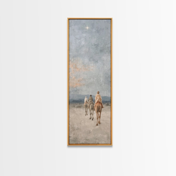 Threefold Wonder | Framed Canvas Print | Christian Wall Art | Tall Narrow Wall Art | Christian Christmas Art | Christmas Canvas Wall Art |
