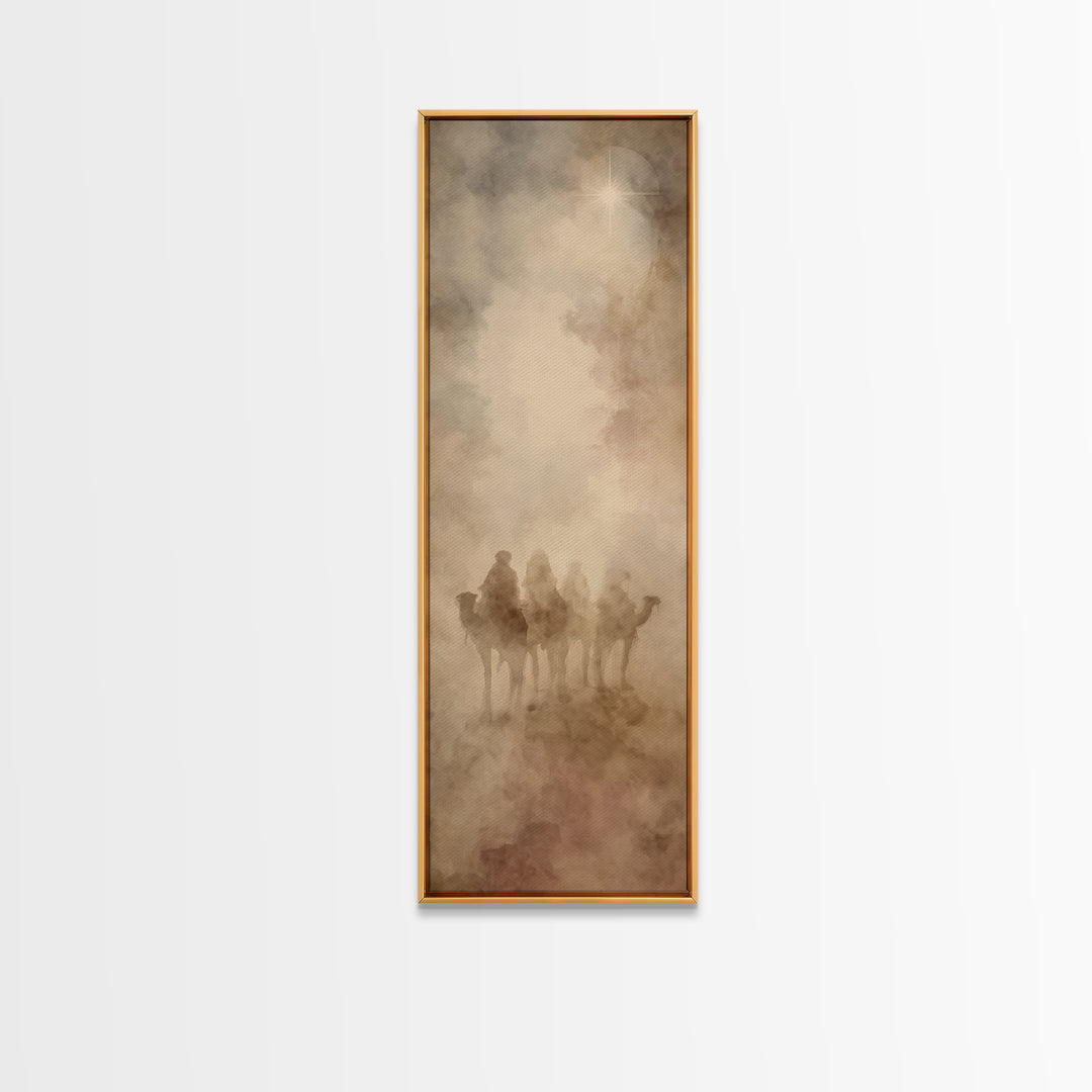 Bethlehem Star Path, Framed Canvas Print, Christian Art Canvas, Tall Skinny Art Print, Christian Christmas Art, Christian Wall Art, Vintage