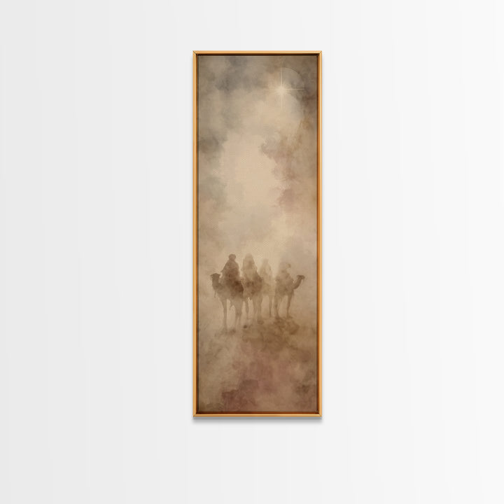 Bethlehem Star Path, Framed Canvas Print, Christian Art Canvas, Tall Skinny Art Print, Christian Christmas Art, Christian Wall Art, Vintage