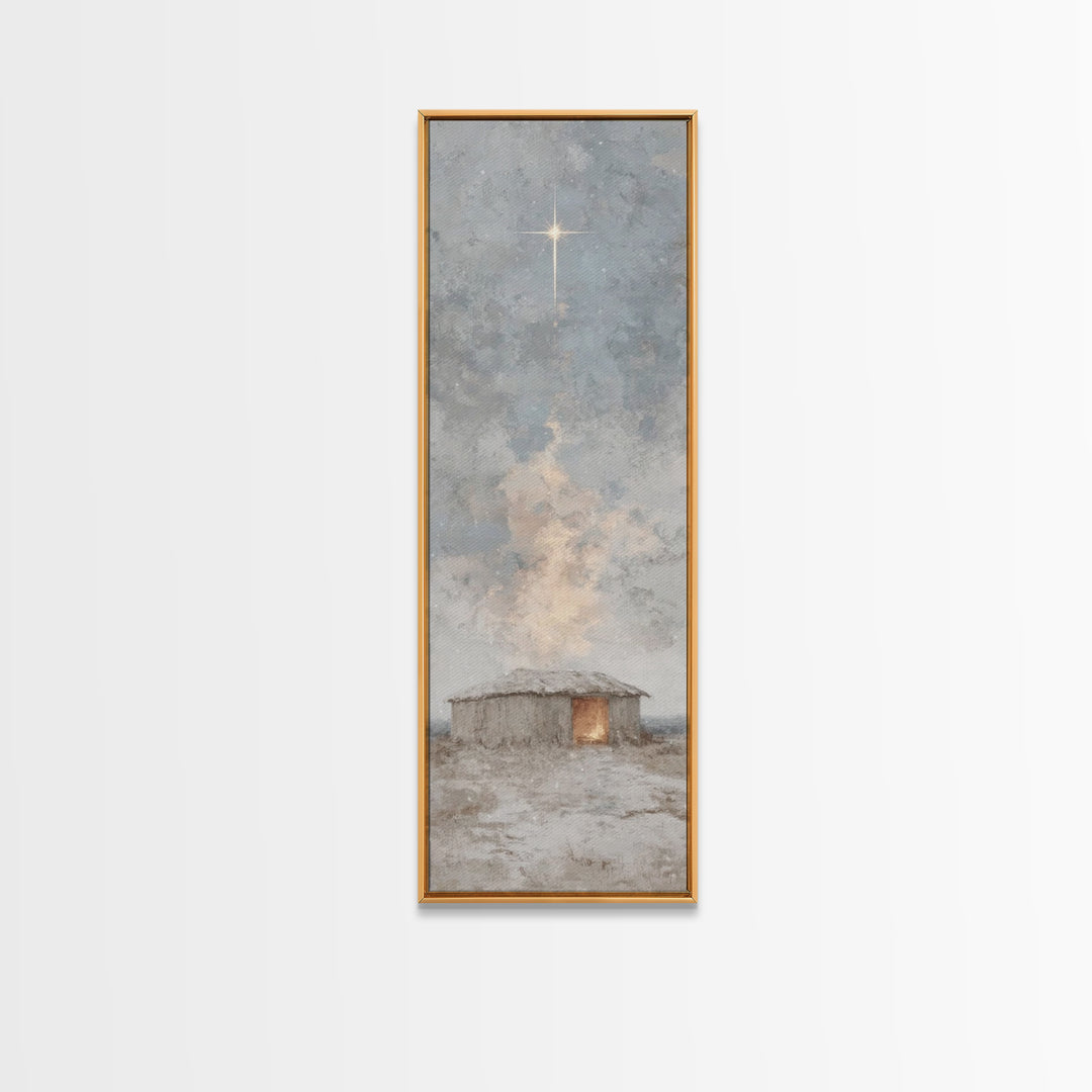 Guiding Winter Star | Framed Canvas Print | Narrow Art | Christian Christmas Art | Christmas Art Work | Christian Wall Art | Christian Art