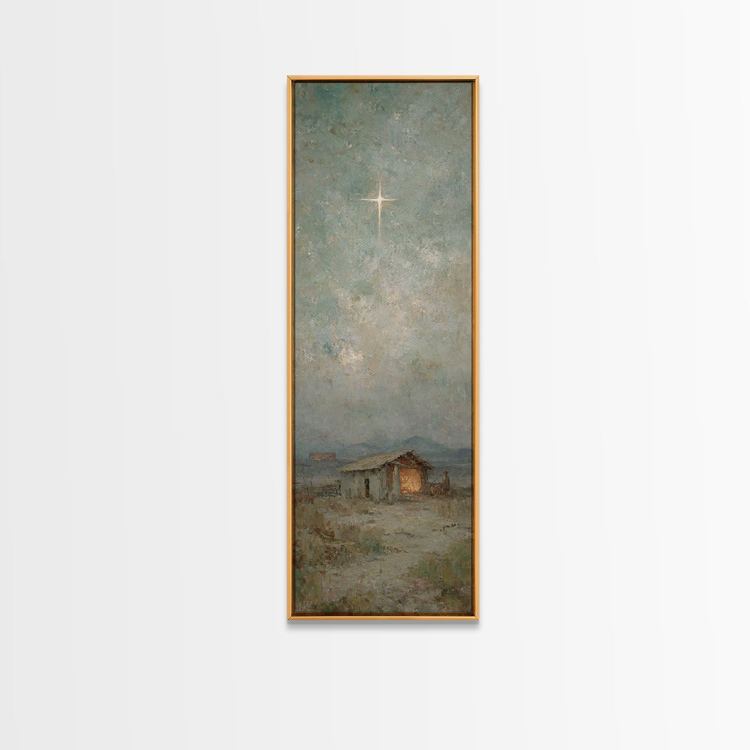 Nativity Dawn – Framed Canvas Print – Tall Skinny Art Print – Framed Christmas Art – Christian Art Work – Christmas Canvas Wall Art – Chris
