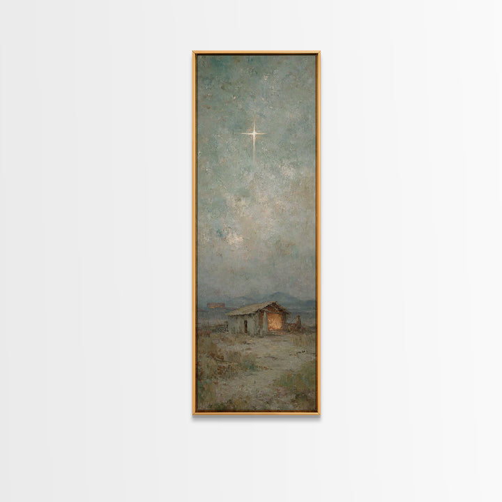 Nativity Dawn – Framed Canvas Print – Tall Skinny Art Print – Framed Christmas Art – Christian Art Work – Christmas Canvas Wall Art – Chris