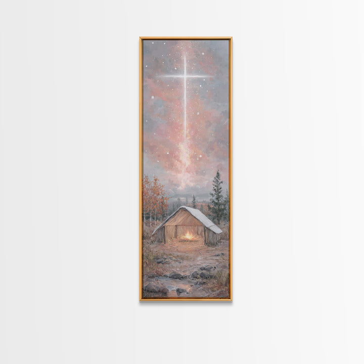 Radiant manger glow, Framed Canvas Print, Narrow Art, Christian Christmas Art, Christmas Art Prints, Christian Art Canvas, Christmas Wall A