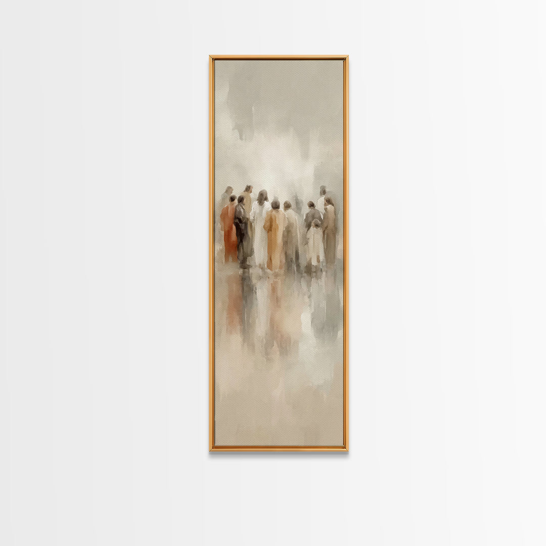 Circle Of Disciples – Framed Canvas Print – Tall Skinny Art Print – Christian Wall Art – Christian Art Canvas – Jesus Painting – Christian