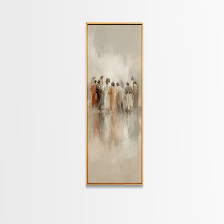 Circle Of Disciples – Framed Canvas Print – Tall Skinny Art Print – Christian Wall Art – Christian Art Canvas – Jesus Painting – Christian