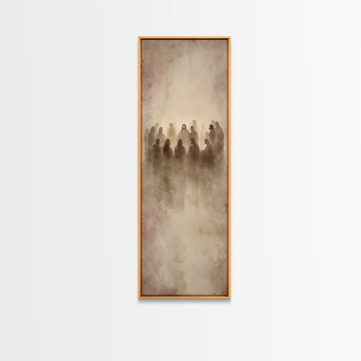 Sacred Gathering | Framed Canvas Print | Narrow Art | Christian Art Print | Jesus Wall Art | Modern Christian Art | Christian Gift Ideas