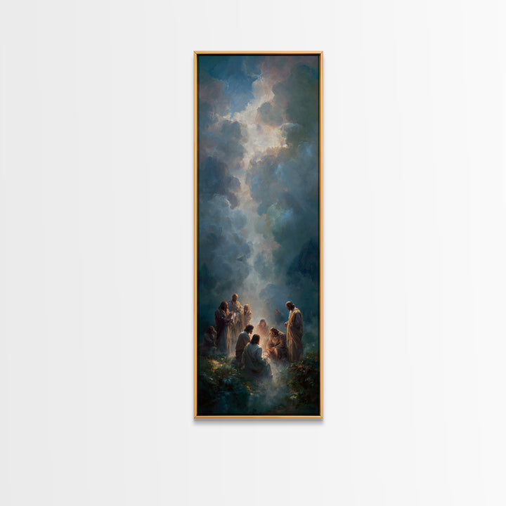 Radiant Arrival | Framed Canvas Print | Tall Skinny Art Print | Christian Christmas Art | Jesus Painting | Christian Wall Art | Christmas C