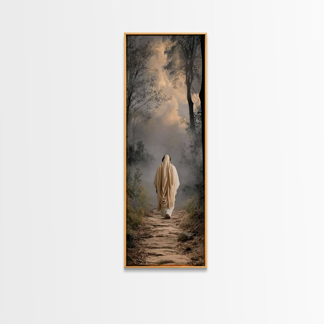 Solitary Path | Framed Canvas Print | Skinny Art | Christian Art Canvas | Jesus Art Print | Minimalist Christian Art | Christian Decor
