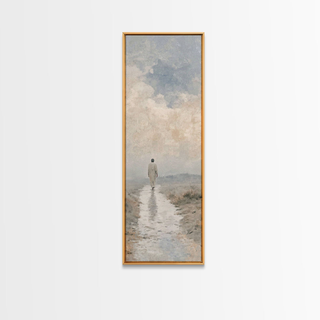 Quiet Journey, Framed Canvas Print, Tall Skinny Art Print, Christian Wall Art, Jesus Painting, Modern Christian Art, Christian Art Gift